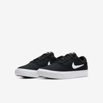 Nike SB Charge Canvas - Nagyobb Gyerek Deszkás Cipő - Fekete/Fekete/Fehér